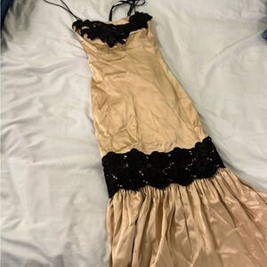 Elegant Black and Cream Evening Dress